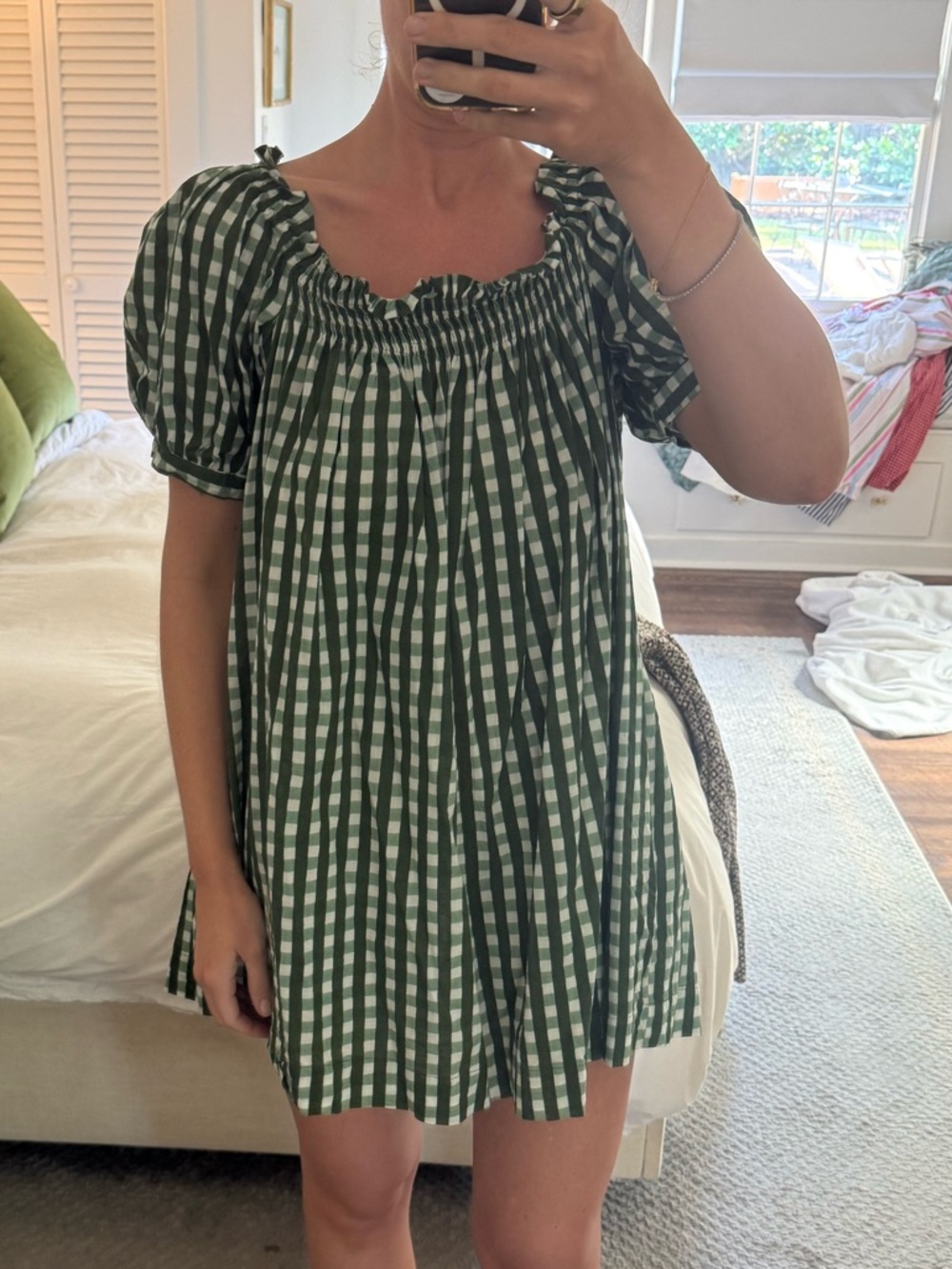 Darling Loungewear- The Sweet and Short Set in green gingham